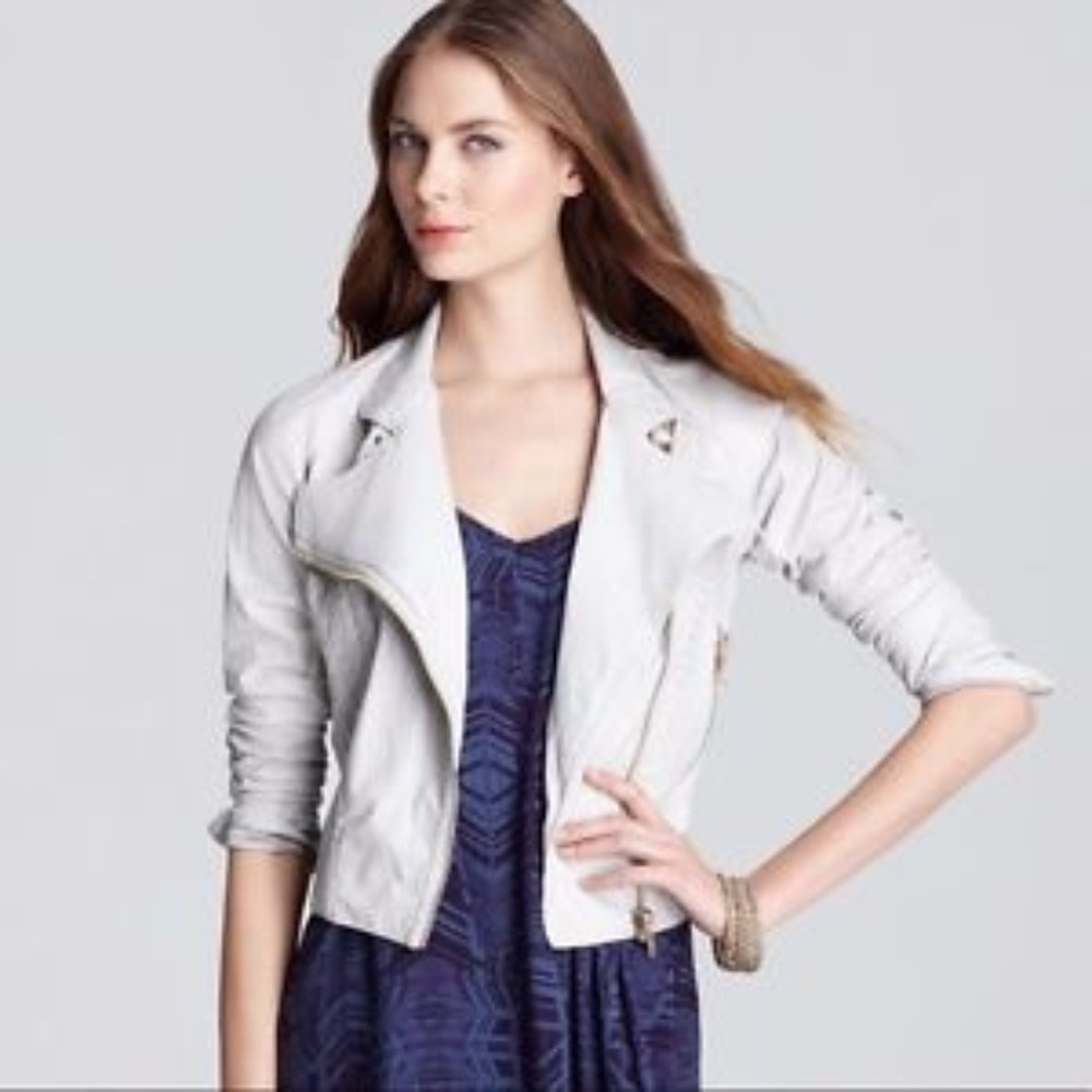 Blank NYC Fitted Moto Jacket Vegan Leather Grey